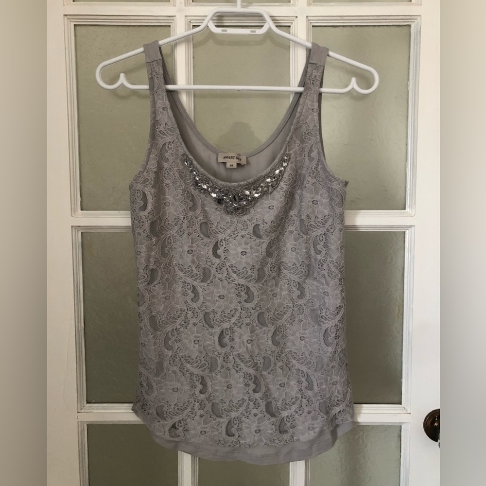 Smart Set lace/jewelled neck tank size Small